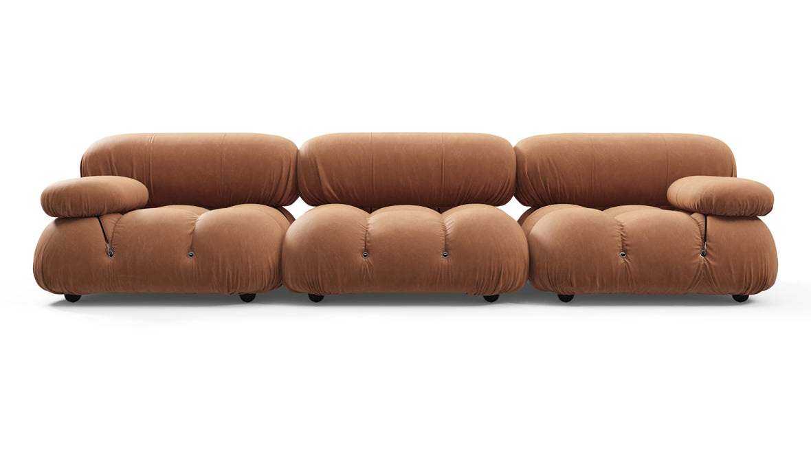 Belia - Belia Three Seater Sofa, Tan Vegan Leather