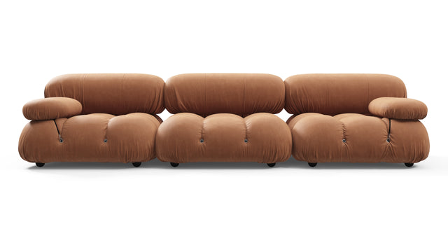 Belia - Belia Three Seater Sofa, Tan Vegan Leather