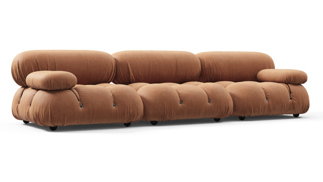 Belia - Belia Three Seater Sofa, Tan Vegan Leather