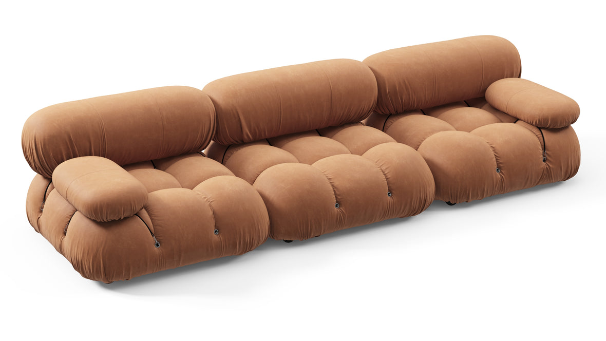 Belia - Belia Three Seater Sofa, Tan Vegan Leather