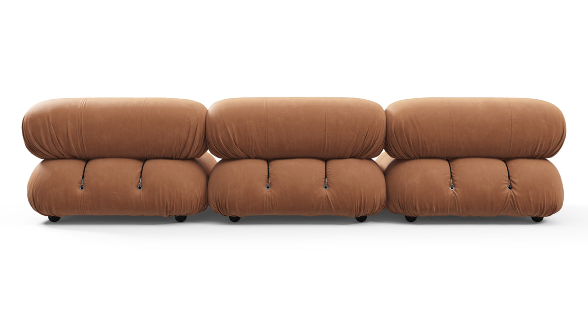 Belia - Belia Three Seater Sofa, Tan Vegan Leather