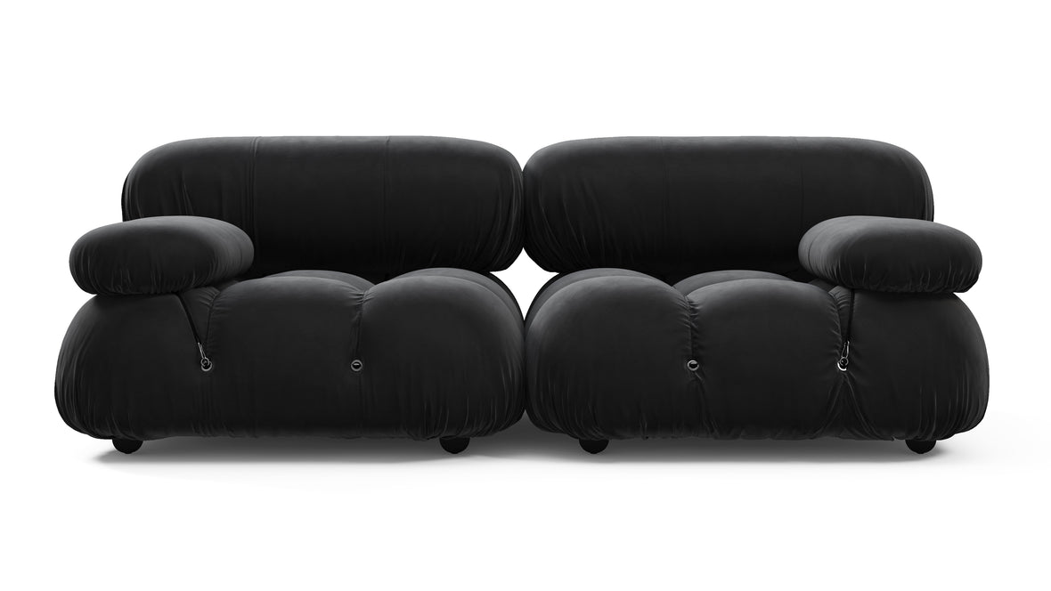 Belia - Belia Two Seater Sofa, Black Velvet