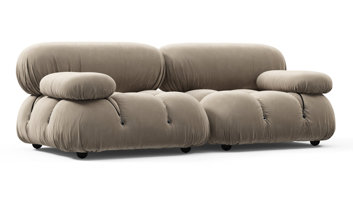 Belia - Belia Two Seater Sofa, Greige Velvet