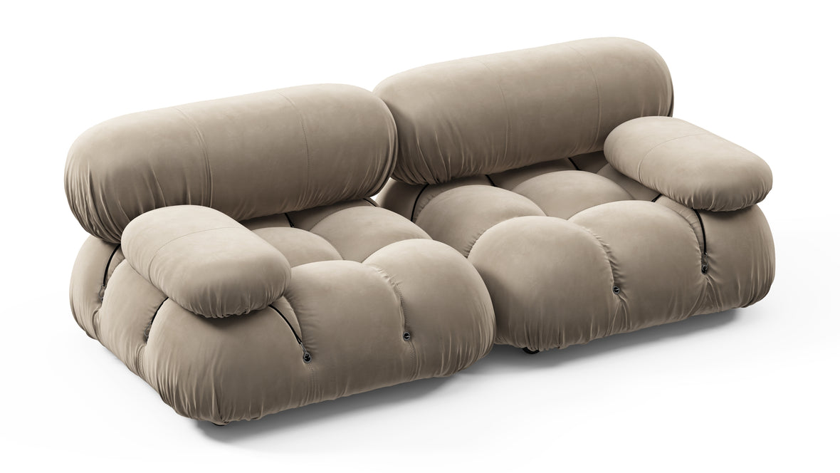 Belia - Belia Two Seater Sofa, Greige Velvet