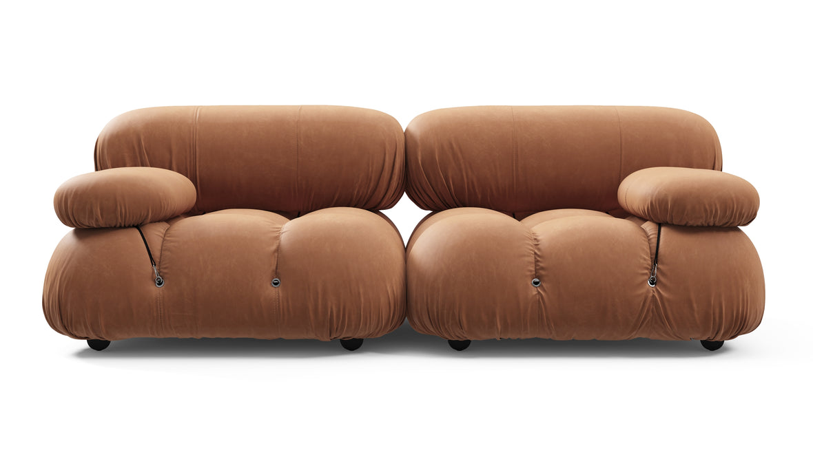 Belia - Belia Two Seater Sofa, Tan Vegan Leather