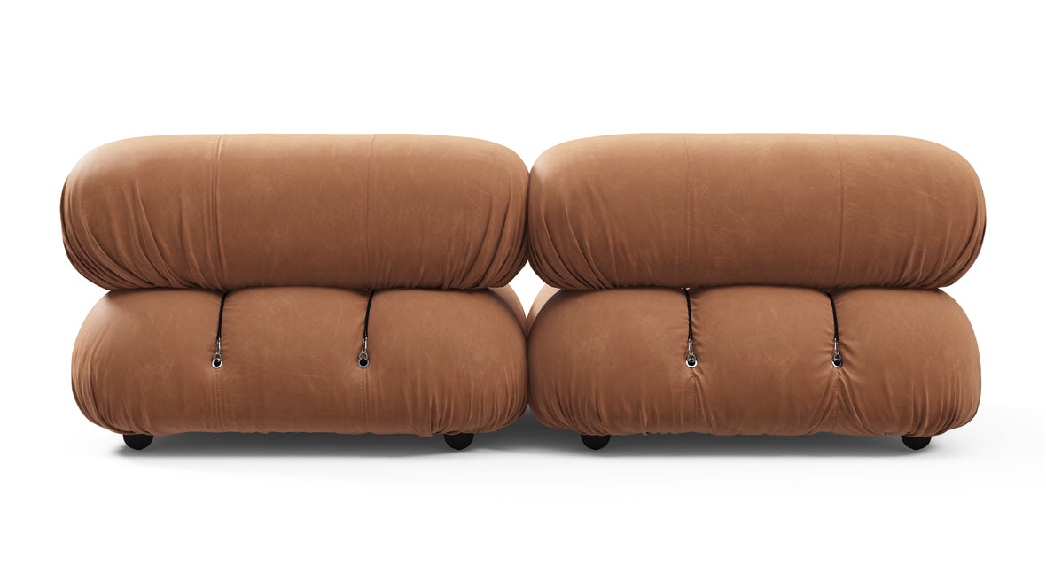 Belia - Belia Two Seater Sofa, Tan Vegan Leather