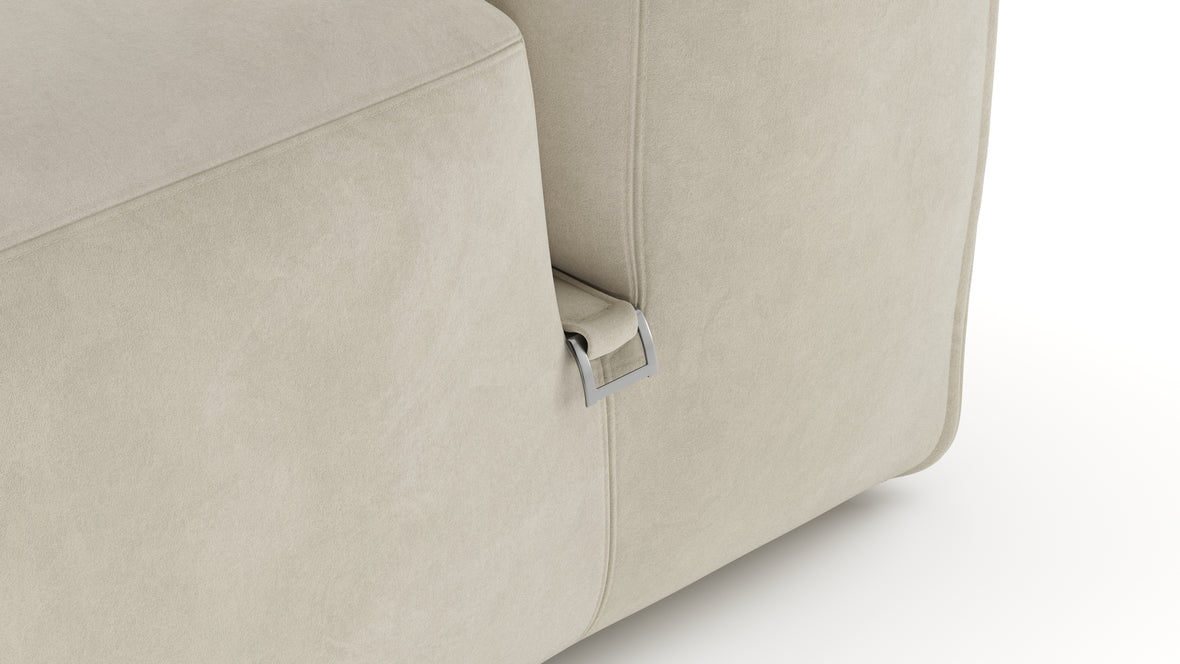 Le Mura - Le Mura Open End Sofa, Left, Eggshell Vegan Suede