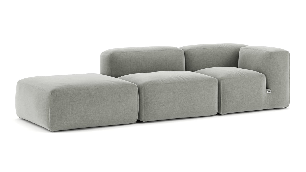 Le Mura - Le Mura Open End Sofa, Left, Soft Gray Brushed Weave