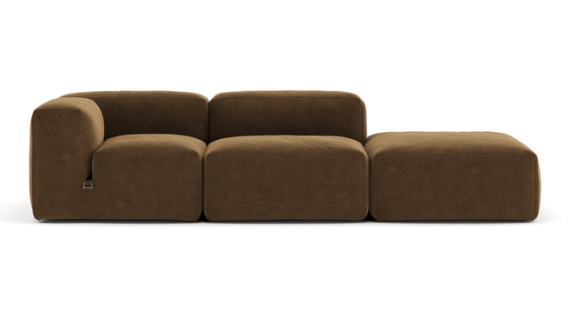 Le Mura - Le Mura Open End Sofa, Right, Brown Vegan Suede