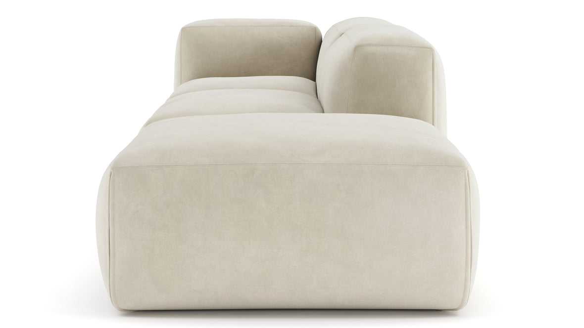 Le Mura - Le Mura Open End Sofa, Right, Eggshell Vegan Suede