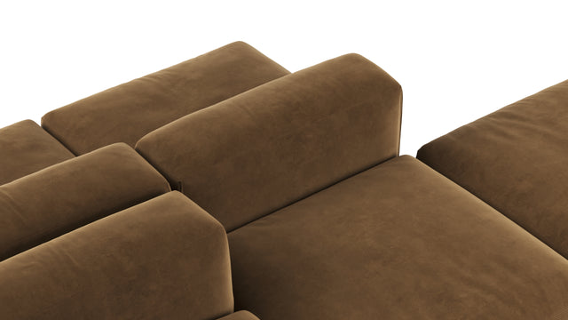 Le Mura - Le Mura Sectional Sofa, Dual Aspect, Left, Brown Vegan Suede