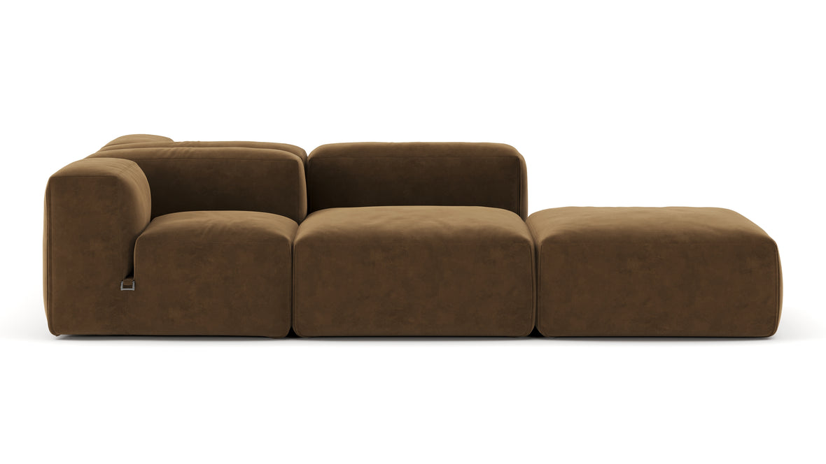 Le Mura - Le Mura Sectional Sofa, Dual Aspect, Left, Brown Vegan Suede