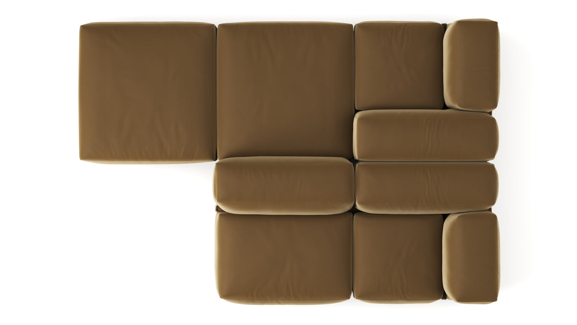 Le Mura - Le Mura Sectional Sofa, Dual Aspect, Left, Old Gold Luxe Velvet