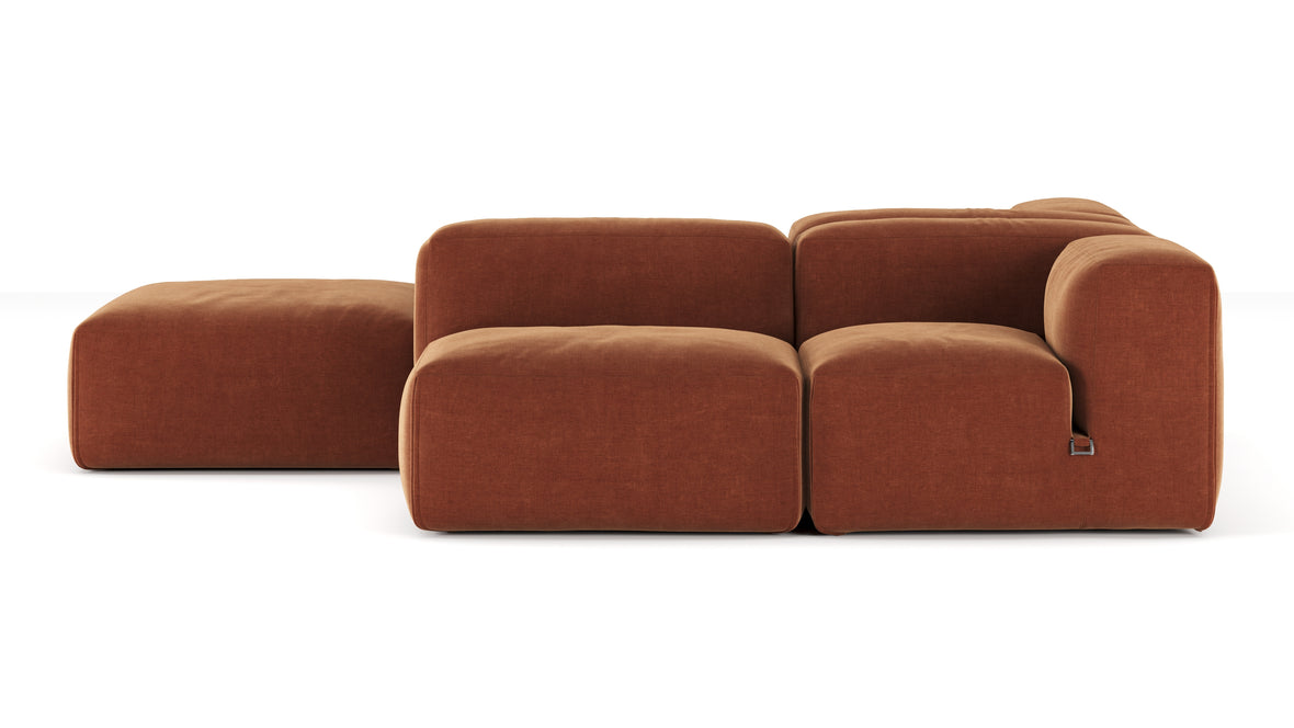 Le Mura - Le Mura Sectional Sofa, Dual Aspect, Left, Rust Chenille