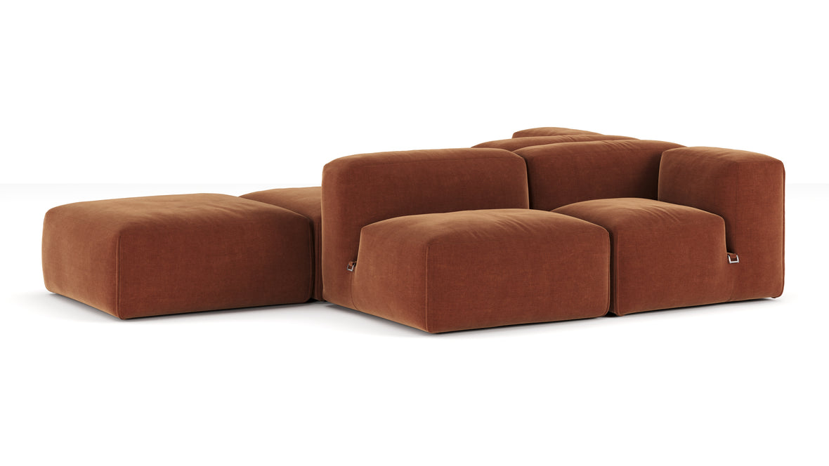 Le Mura - Le Mura Sectional Sofa, Dual Aspect, Left, Rust Chenille