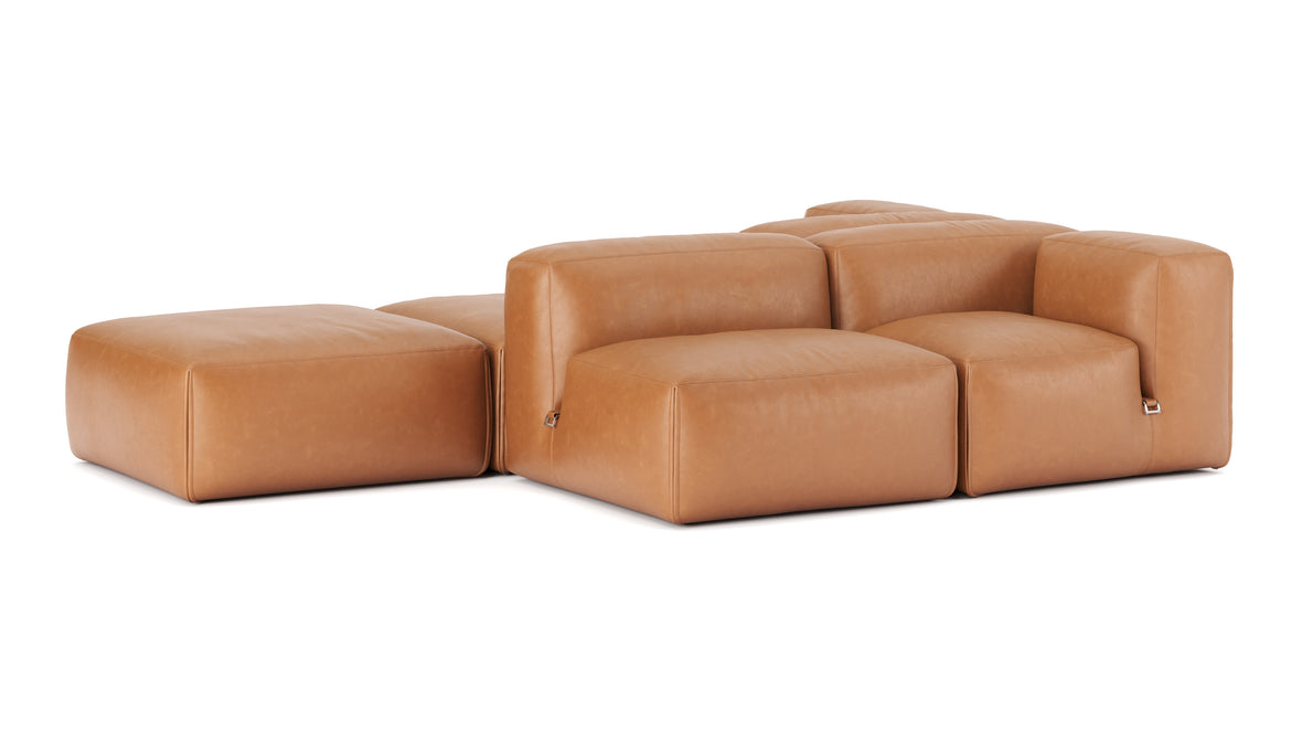 Le Mura - Le Mura Sectional Sofa, Dual Aspect, Left, Tan Vegan Leather