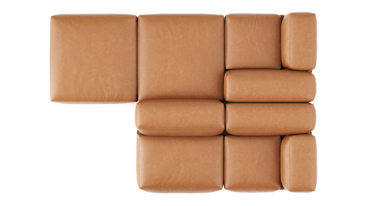 Le Mura - Le Mura Sectional Sofa, Dual Aspect, Left, Tan Vegan Leather