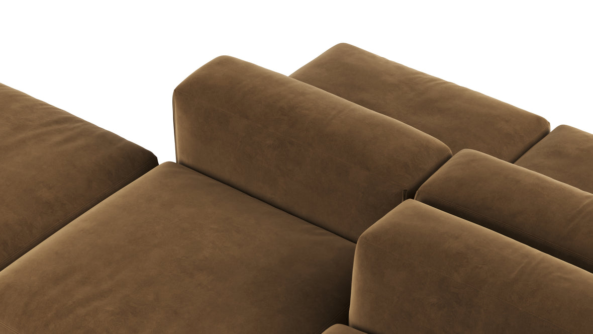 Le Mura - Le Mura Sectional Sofa, Dual Aspect, Right, Brown Vegan Suede