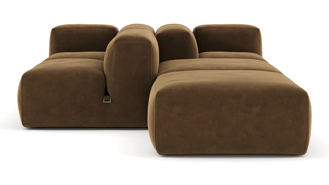 Le Mura - Le Mura Sectional Sofa, Dual Aspect, Right, Brown Vegan Suede