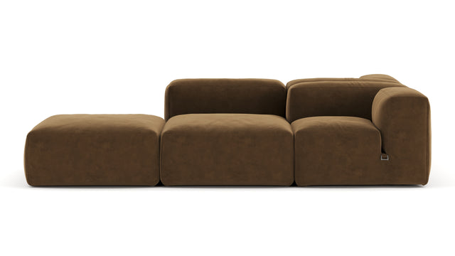 Le Mura - Le Mura Sectional Sofa, Dual Aspect, Right, Brown Vegan Suede