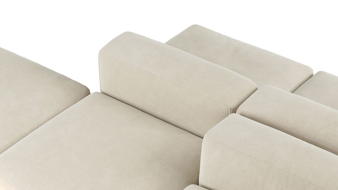 Le Mura - Le Mura Sectional Sofa, Dual Aspect, Right, Eggshell Vegan Suede