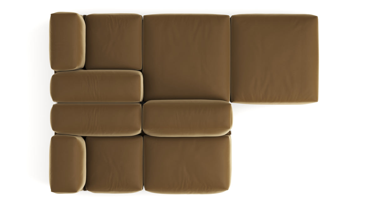 Le Mura - Le Mura Sectional Sofa, Dual Aspect, Right, Old Gold Luxe Velvet