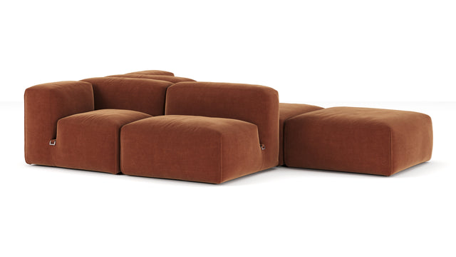 Le Mura - Le Mura Sectional Sofa, Dual Aspect, Right, Rust Chenille