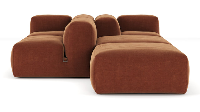 Le Mura - Le Mura Sectional Sofa, Dual Aspect, Right, Rust Chenille