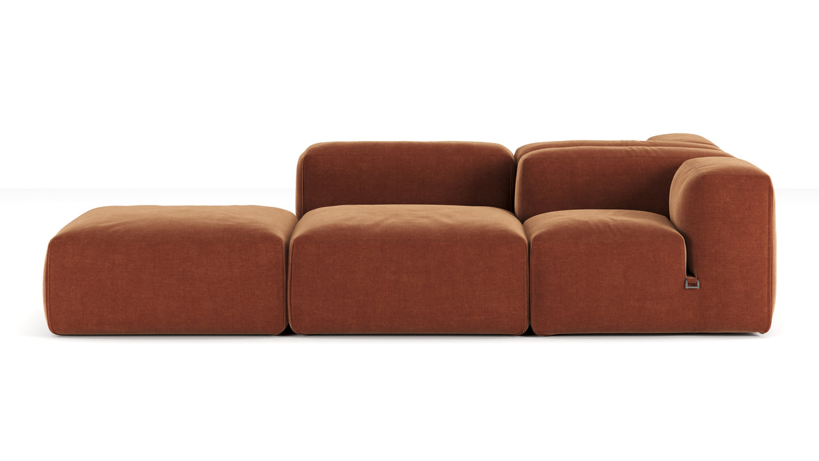 Le Mura - Le Mura Sectional Sofa, Dual Aspect, Right, Rust Chenille