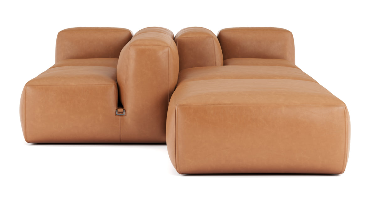 Le Mura - Le Mura Sectional Sofa, Dual Aspect, Right, Tan Vegan Leather