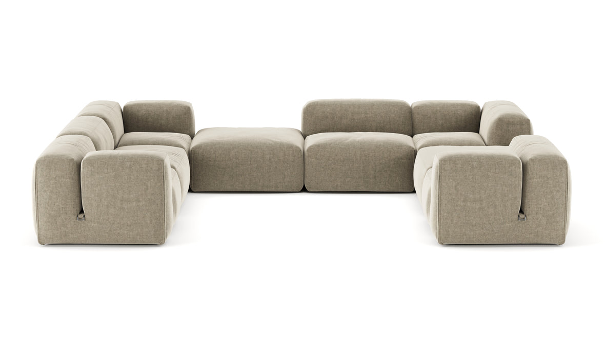 Le Mura - Le Mura Sectional Sofa, Eight Seater, Left, Beige Gray Chenille