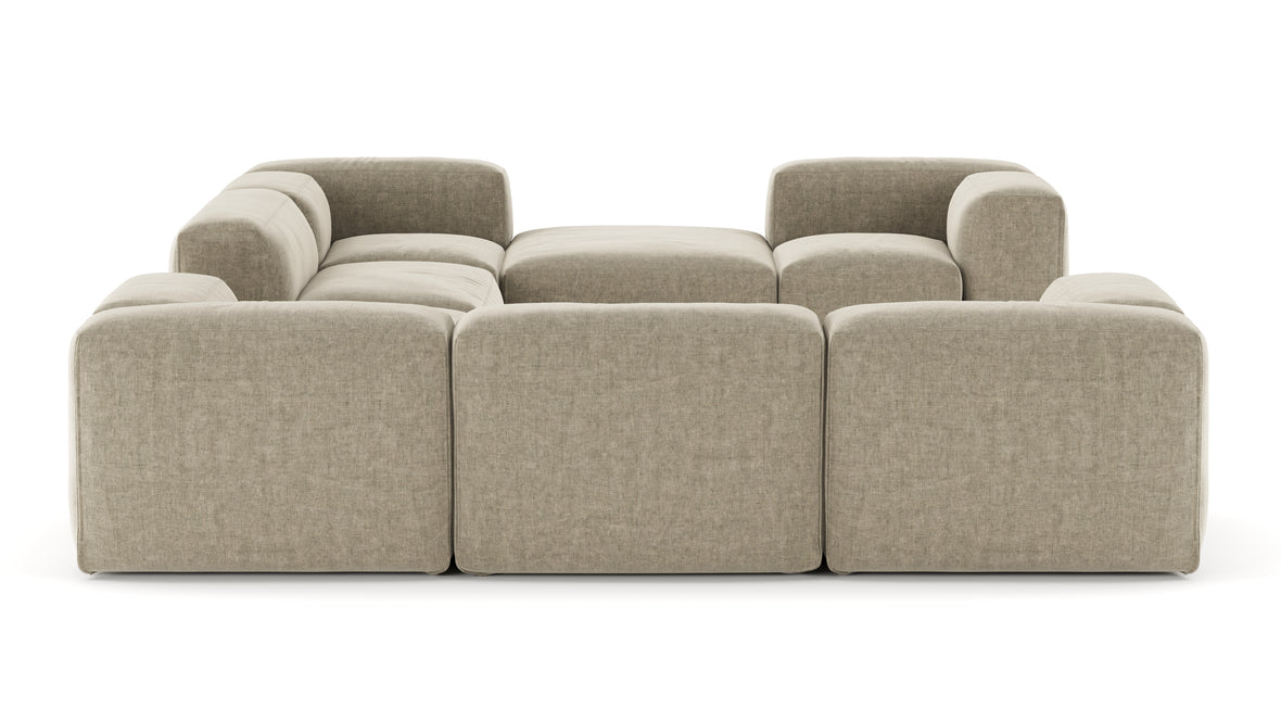 Le Mura - Le Mura Sectional Sofa, Eight Seater, Left, Beige Gray Chenille