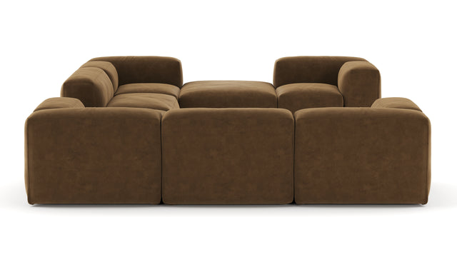 Le Mura - Le Mura Sectional Sofa, Eight Seater, Left, Brown Vegan Suede