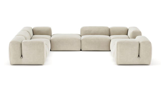 Le Mura - Le Mura Sectional Sofa, Eight Seater, Left, Eggshell Vegan Suede