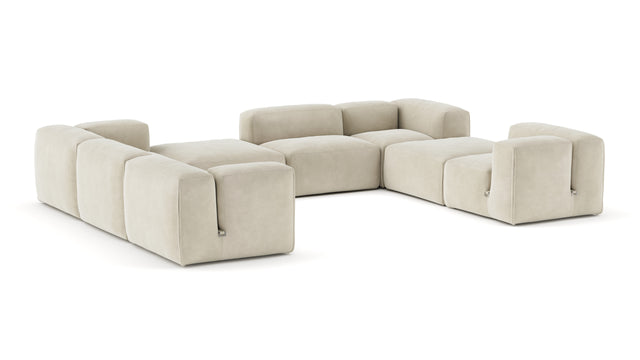 Le Mura - Le Mura Sectional Sofa, Eight Seater, Left, Eggshell Vegan Suede