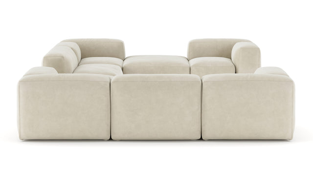 Le Mura - Le Mura Sectional Sofa, Eight Seater, Left, Eggshell Vegan Suede