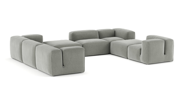 Le Mura - Le Mura Sectional Sofa, Eight Seater, Left, Soft Gray Brushed Weave