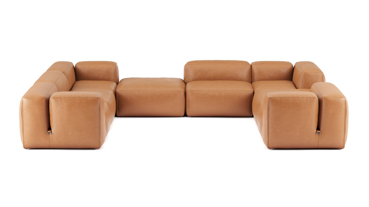 Le Mura - Le Mura Sectional Sofa, Eight Seater, Left, Tan Vegan Leather