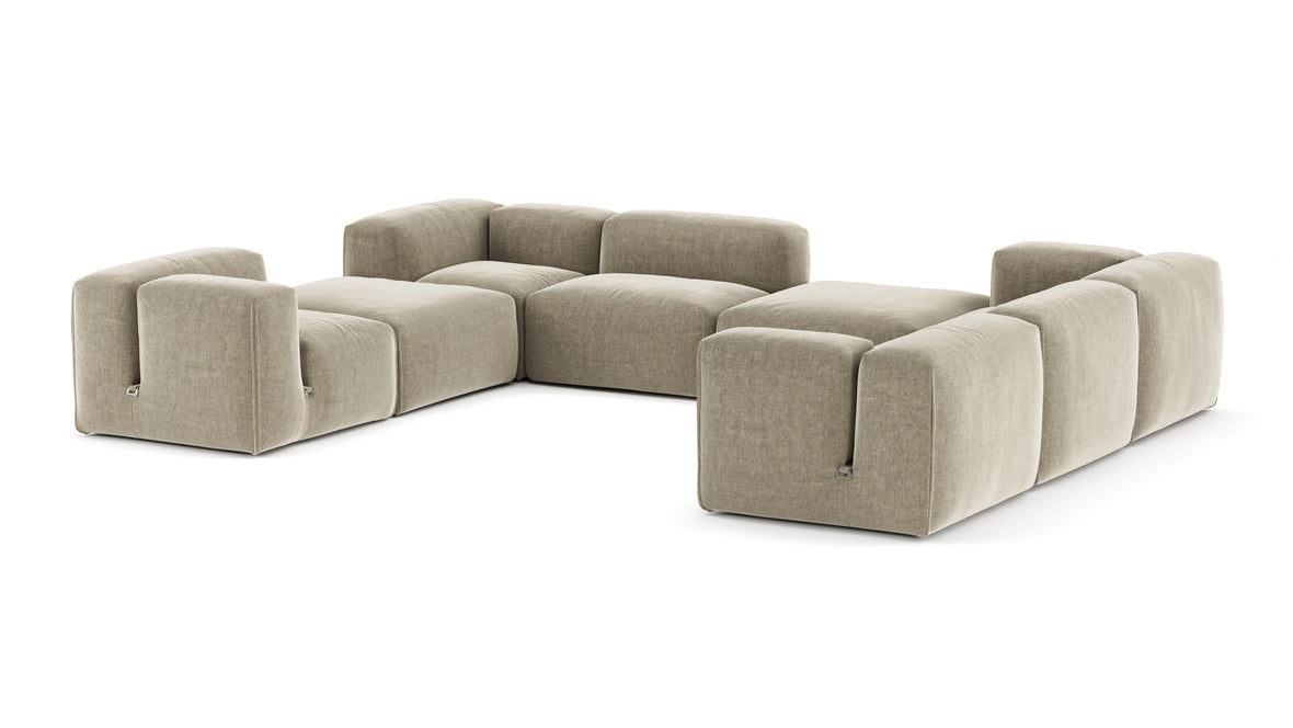 Le Mura - Le Mura Sectional Sofa, Eight Seater, Right, Beige Gray Chenille