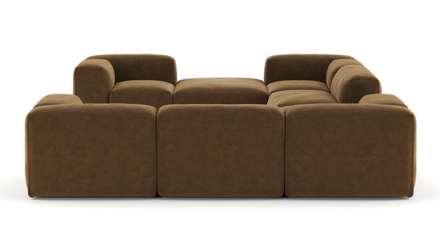 Le Mura - Le Mura Sectional Sofa, Eight Seater, Right, Brown Vegan Suede