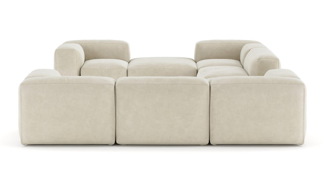 Le Mura - Le Mura Sectional Sofa, Eight Seater, Right, Eggshell Vegan Suede