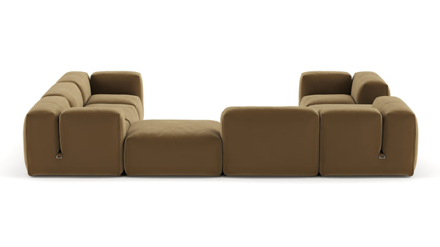 Le Mura - Le Mura Sectional Sofa, Eight Seater, Right, Old Gold Luxe Velvet