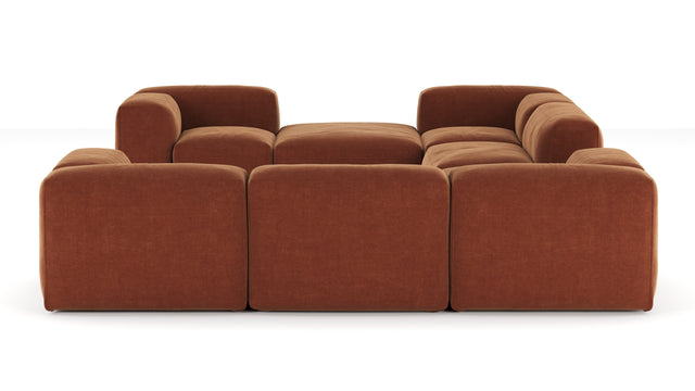 Le Mura - Le Mura Sectional Sofa, Eight Seater, Right, Rust Chenille