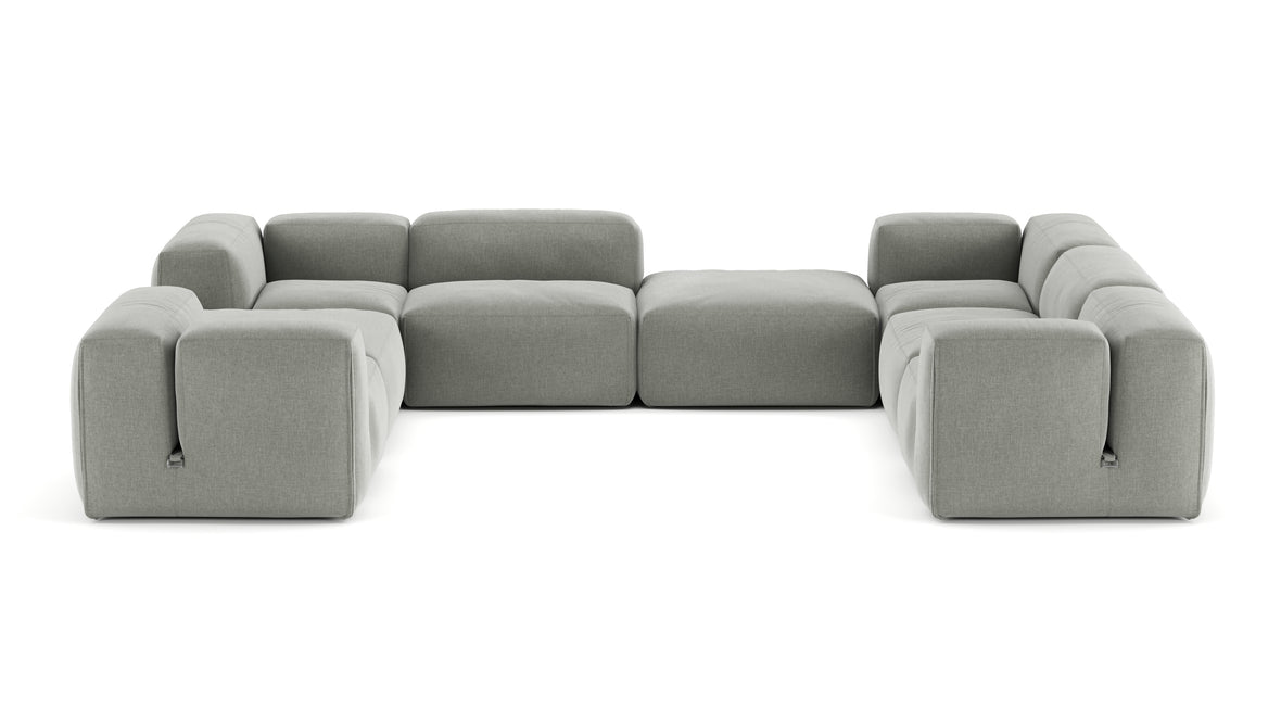 Le Mura - Le Mura Sectional Sofa, Eight Seater, Right, Soft Gray Brushed Weave