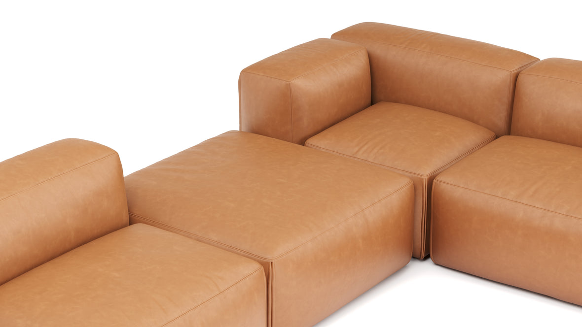 Le Mura - Le Mura Sectional Sofa, Eight Seater, Right, Tan Vegan Leather