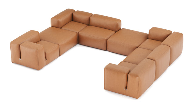 Le Mura - Le Mura Sectional Sofa, Eight Seater, Right, Tan Vegan Leather