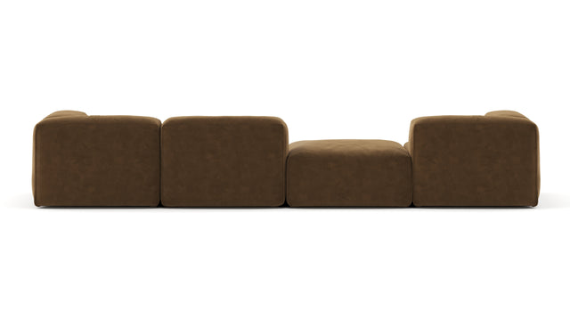 Le Mura - Le Mura Sectional Sofa, Four Seater, Left, Brown Vegan Suede