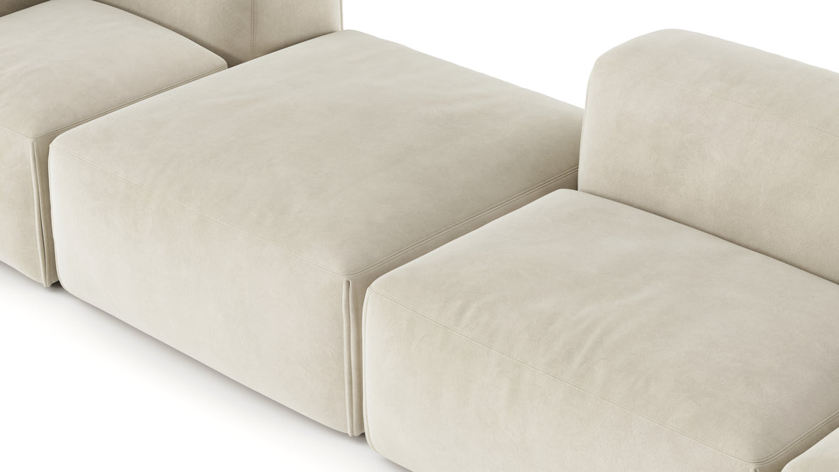 Le Mura - Le Mura Sectional Sofa, Four Seater, Left, Eggshell Vegan Suede