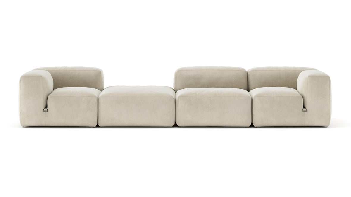 Le Mura - Le Mura Sectional Sofa, Four Seater, Left, Eggshell Vegan Suede