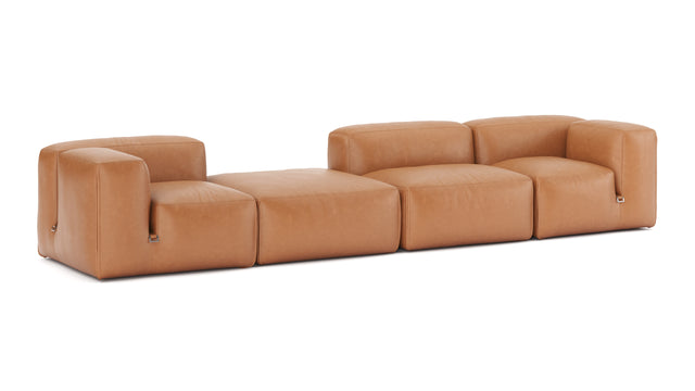 Le Mura - Le Mura Sectional Sofa, Four Seater, Left, Tan Vegan Leather